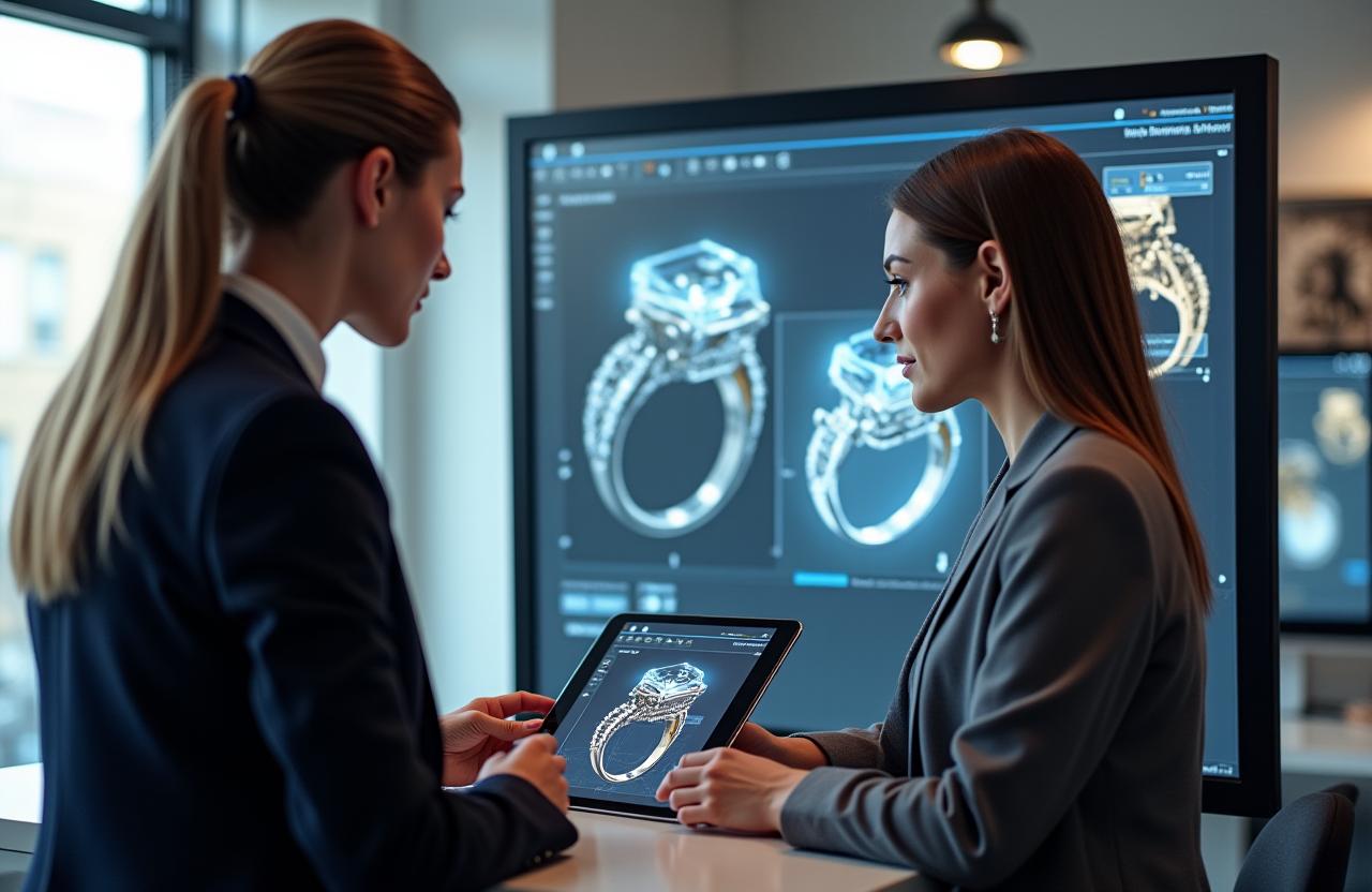 Custom jewelry design consultation with AI technology